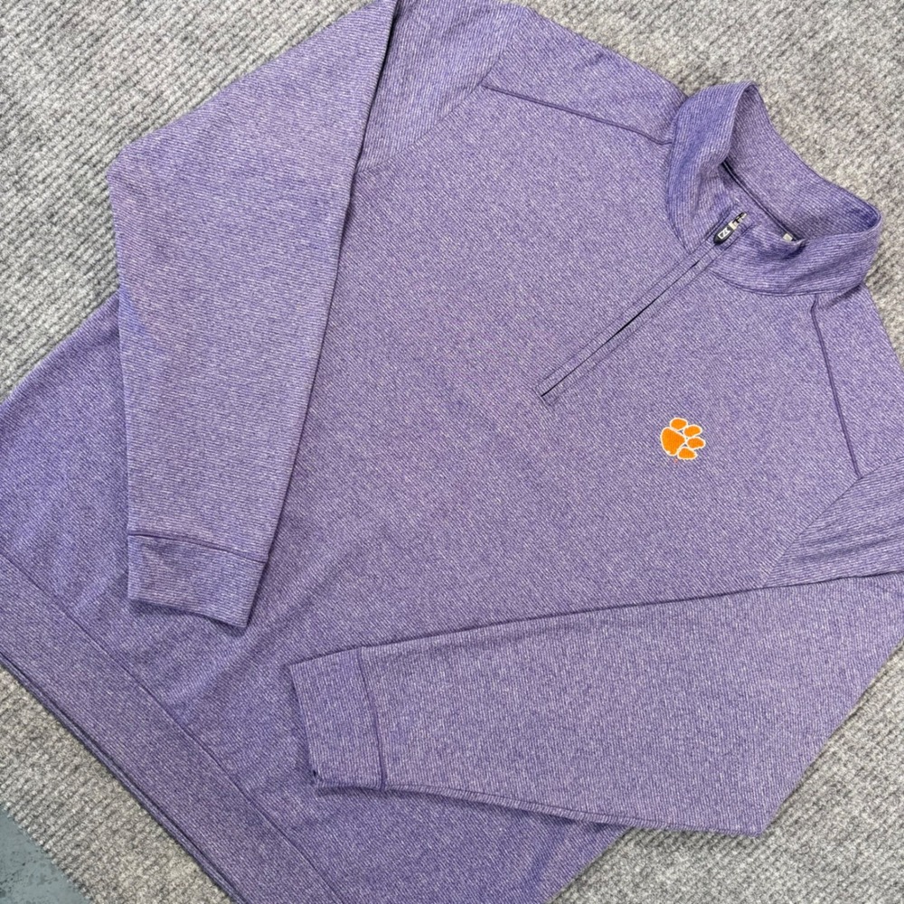 Cutter & Buck Clemson Tigers Mens XL Purple Quarter Zip Pullover CB DryTec